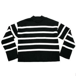 H&M Wool Blend Striped Sweater Womens Size XS Black White Long Sleeve Thick Soft